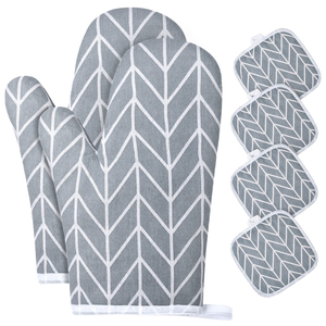 Wholesale Geometry Pattern Linen Oven Mitts Heat Resistant Kitchen Cooking Gloves Microwave BBQ Pot Holder Kitchen Oven Gloves - Product Image 1