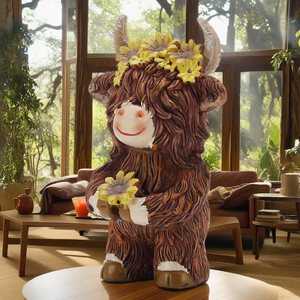 Phim hoạt hình sáng tạo nhựa cao nguyên bò bức tượng vẽ tay thời trang Nhà tường trang trí động vật mô hình lọ hoa Mặt dây chuyền kỳ nghỉ - Product Image 3