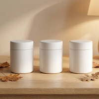 Pot en verre opaque blanc en gros, récipient en verre à large ouverture avec couvercle sécurité enfant pour herbes, grains de café, fleurs séchées, épices