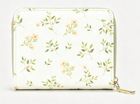 Dompet Lipat Dua Wanita Motif Daun Bunga Segar, Kapasitas Besar, Dompet Wanita Lipat Dua, Slot Kartu Banyak, Kantong Koin, Clutch Wanita Modis