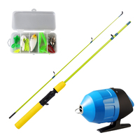 Topline Wholesale - Canne à pêche et moulinet pour enfant de 1,2 m bleu/jaune/rouge/rose - Ensemble complet - Kits complets