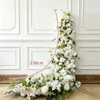 Arche de mariage en fleurs artificielles en soie blanche, rose, faite à la main, pour mariage et décoration, arche en forme de corne, fleurs de fond, décoration de mariage