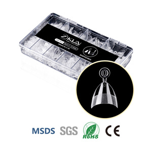 Puntas de Uñas Postizas de Alta Calidad OEM Personalizadas, Media Cubierta, Transparentes, Super Cortas, Almendradas, Francesas, de Gel - Product Image 1