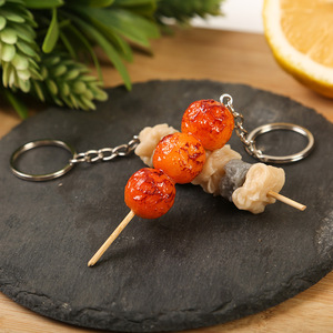 Modèle de nourriture simulée sur brochettes de <span class=keywords><strong>barbecue</strong></span>, Pendentif jouet boulettes de bœuf Oden, Porte-clés commémoratif pour l'événement d'ouverture de magasin - Product Image 4