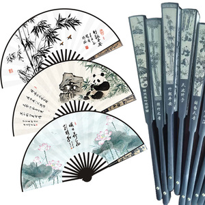 Éventail pliant pour <span class=keywords><strong>homme</strong></span>, double face, en soie, style chinois ancien, avec cadre sculpté et motif 10Relief Sculpture - Product Image 2