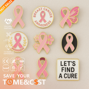 Badge émaillé créatif personnalisé en métal, motif <span class=keywords><strong>Rose</strong></span> d'<span class=keywords><strong>Octobre</strong></span>, pour la sensibilisation au cancer du sein, <span class=keywords><strong>ruban</strong></span> <span class=keywords><strong>rose</strong></span>, vente en gros fabricant - Product Image 1