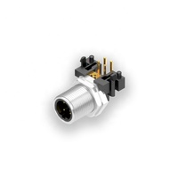 Conector chapado en oro de ángulo recto al por mayor de fábrica de alta calidad CE RoHS 4 pin M12 D-code enchufe blindado montaje en PCB IP67 para PCB