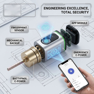 Cilindro Serratura Intelligente con Impronta Digitale e Controllo Tramite App (Retrofit) |   Backup di Emergenza C-Power |   Cloud Digitale Anti-Perforazione in Alluminio Aeronautico - Product Image 2