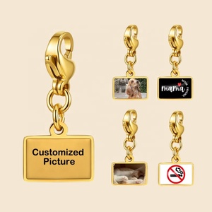 Wholesale Hot Sales Custom Photos Logo Lobster Buckle Pendant Link Fit 9mm Stainless Steel Bracelet DIY Making Jewelry Women <b>Man</b> - Product Image 6