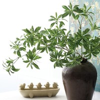 Plante artificielle à feuilles vertes longues de type Japonica, toucher réaliste, simulation de verdure pour la décoration de bureau et de maison de style nordique