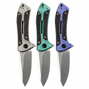 Couteau pliant en acier VG10 de qualité supérieure, manche en titane et fibre de carbone, finition Stonewashed, couteau tactique de poche, équipement EDC pour l'extérieur, support OEM - Product Image 1
