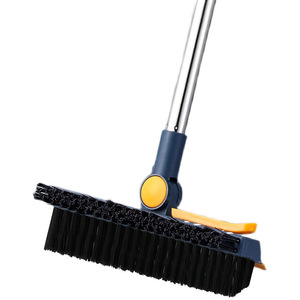 Brosse à <span class=keywords><strong>carrelage</strong></span> 3-en-1 en nylon rigide et PP, écologique, à long manche, pour coins difficiles, nettoyage efficace des sols et salles de bain - Product Image 1