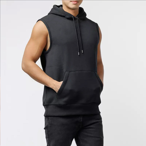 Haut de gamme pour homme, 100% coton molletonné, avec poche, pour musculation, entraînement en salle, hiver, uni, décontracté, streetwear, sans manches, séchage rapide - Product Image 4
