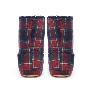 <span class=keywords><strong>Chaussons</strong></span> d'intérieur en coton pour femmes à carreaux ; pantoufles courtes en coton doublées de polaire, chaudes, pour usage intérieur - Product Image 4