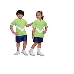 Ensemble uniforme sportif pour enfants unisexe du collège, t-shirt en jersey de coton denim, short, jupe, manches courtes, Maharashtra - Product Image 3