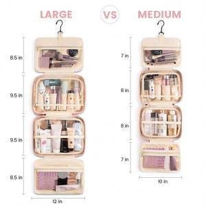 Trousse de toilette pour femmes avec fonction 360° °   Crochet rotatif à double fermeture éclair en forme de U, PVC imperméable pour le rangement de cosmétiques et de maquillage - Product Image 2