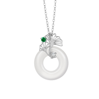 Collier pendentif feuille de ginkgo en argent sterling 925 avec fermoir de sécurité en jade, style chinois, bijoux de luxe léger, vente en gros