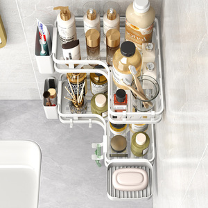 Étagère d'angle triangulaire en acier carbone double couche pour salle de bain et toilettes, support mural sans perçage pour balcon - Product Image 3