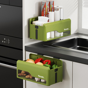 Étagère de rangement de cuisine Tocen 50x30cm murale avec fenêtre transparente pour légumes et essuie-tout - Product Image 1