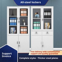 Armoire de classement multi-portes verrouillable en acier avec tiroirs - Design moderne pour usage commercial