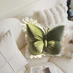 소파 장식 레이스 가장자리 부드러운 벨벳 면 가득 아늑한 지원 나비 베개 포옹 나비 모양의 쿠션 도매 - Product Image 2