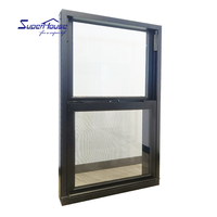 Fenêtres coulissantes simples à double suspension Fenêtres pare-balles en aluminium Verre à tirer vers le haut