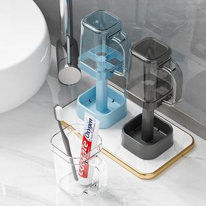 Student Dorm Toothbrush Cup Set With Toothpaste Holder For College Students And High School Girls Solid Color Design - Product Image 2