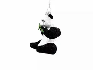 Benutzer definierte kleine Glas Ornament Design mund geblasen Tier Statue niedlichen Panda Dekoration Weihnachts baum Ornament