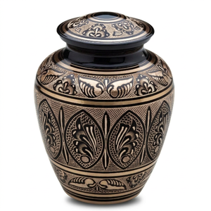 Black Brass Cremation Urn Keepsake <b>Casket</b> Memorial <b>Ashes</b> Container Decorative Funeral Keepsake Urn - Indian Home Crafts - Product Image 1