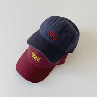 2022 MTBB gorra de béisbol atlética de estilo coreano de moda para niños Retro negro Denim carta algodón lavado Gorras para bebés