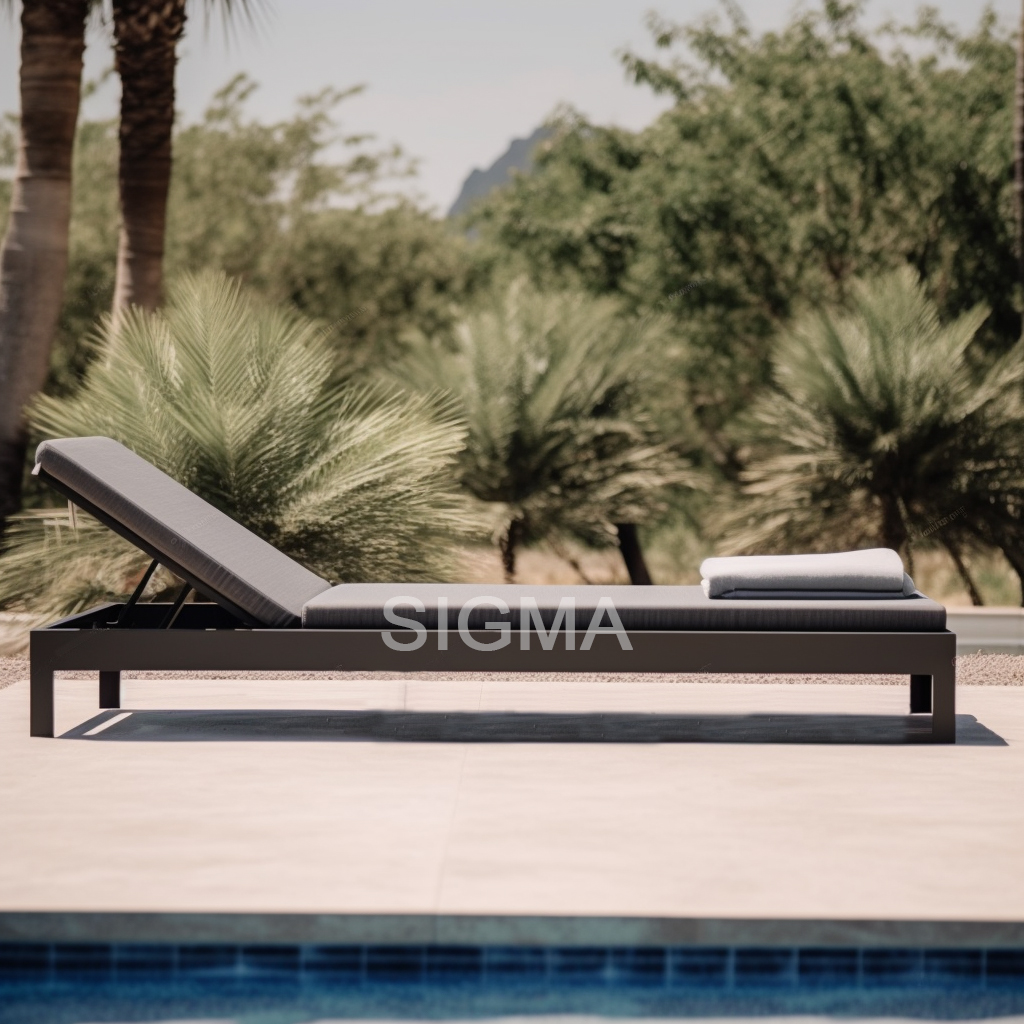 New design manufacturer pool beach chaise black aluminum folding chair lounge chaise daybed