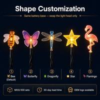 Luces LED Solares Personalizadas al por Mayor con Forma de Abeja, 5M 20LED, Impermeables IP65, OEM ODM, Etiqueta Privada, Personalización de Color para Navidad