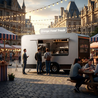 Nouvelle Arrivée 2024 : Remorque Food Truck Orange en Fibre de Verre avec Compartiment à Glaces, Chariot Mobile, Garantie 1 An, à Vendre