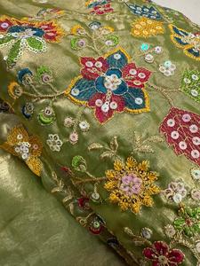 Space Silk Gold Jari Beautiful Daman work Nueva tela más vendida hermosa tela - Product Image 3