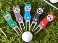 Service OEM ODM : Outil de réparation de divots de golf Switchblade avec incrustation circulaire personnalisée, marqueur de balle magnétique amovible et fourche de green en métal personnalisée