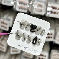 Juego de Uñas Postizas de Diseño Profesional Hechas a Mano, Uñas Acrílicas Artificiales al por Mayor, Uñas Francesas Cuadradas Tipo Ataúd, Uñas Cortas