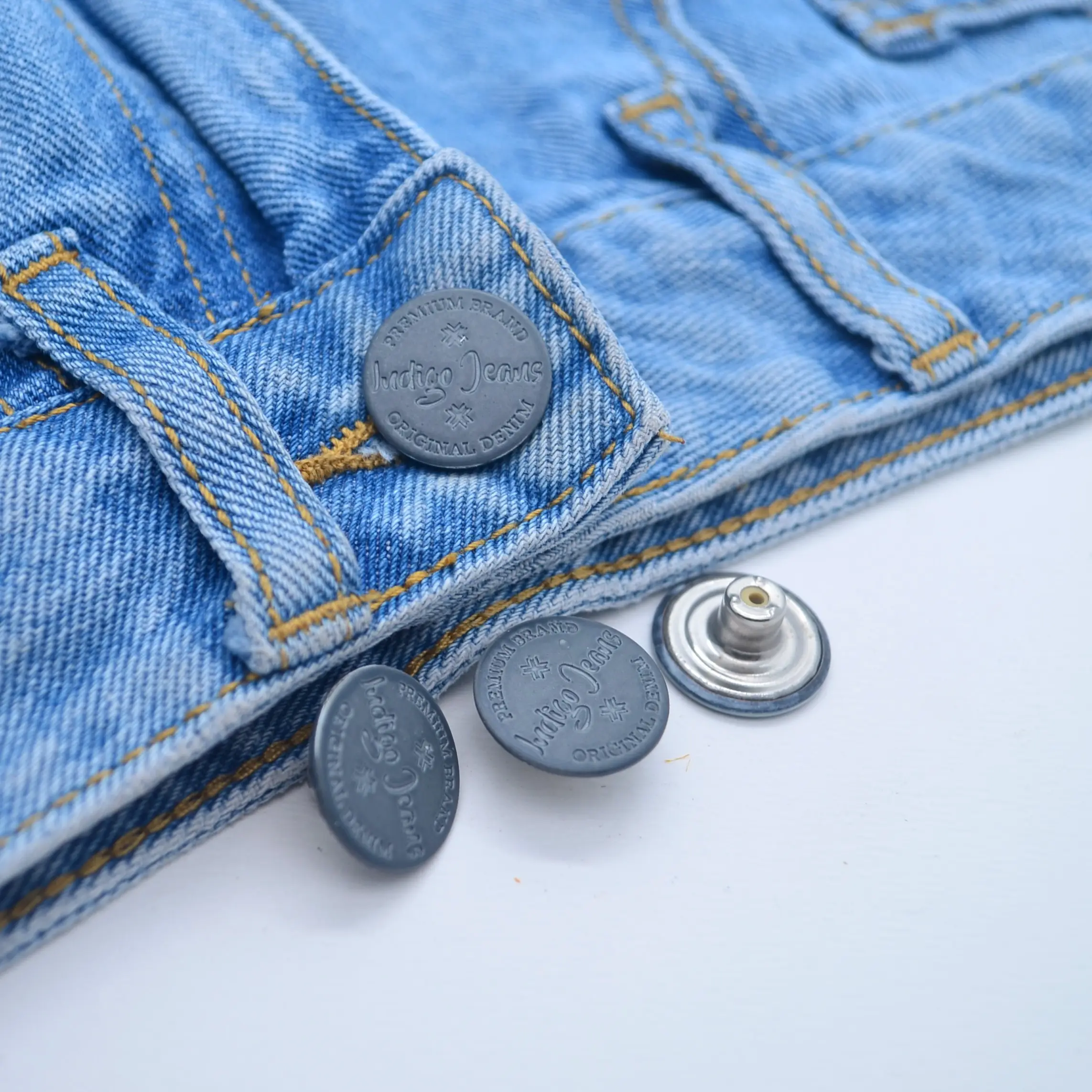 Sản Xuất Kim Loại Shank Jeans Nút Đồng Tròn Có Thể Giặt Được Mạ Jeans Nút Tùy Chỉnh Botones Jean Nút