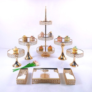 Juego de Soportes de Metal con Cristal <span class=keywords><strong>para</strong></span> Tartas y Postres <span class=keywords><strong>para</strong></span> Fiestas de Cumpleaños y Bodas, Suministros <span class=keywords><strong>para</strong></span> Negocios de Comida - Product Image 1