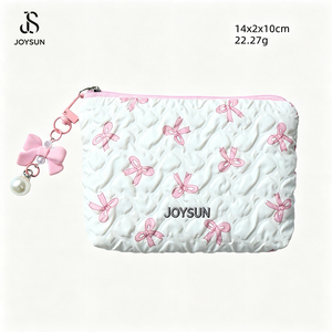 YOUSUN Trousse de Maquillage Grande Capacité pour Femme, Sac à Main Portable avec Fermeture Éclair, Sac Cosmétique Écologique en Polyester à Motif Nœud - Product Image 5