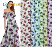 Tissu tissé respirant en rayonne 45S à imprimé floral, impression numérique personnalisée pour robe longue de plage pour femme
