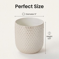 Pot de fleurs en céramique blanc mat à texture gaufrée en forme de points, cylindrique, pour plantes succulentes, décoration intérieure de bureau