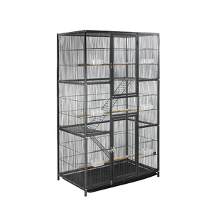 OEM ODM Black Metal Wire <strong>Large</strong> Breeding <strong>Bird</strong> Parrot Cages With Wheels <strong>Feeder</strong> - Product Image 4