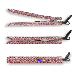 Alisador de cabelo profissional com diamante USB recarregável, mini elétrico sem fio portátil com diamante, ferro liso e recarregável, novo design