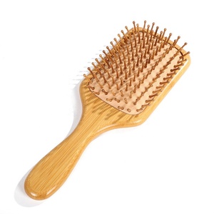 Wholesale Custom logo Travel Natural Detangling Paddle Bamboo Boar Bristle Biodegradable Massage Wooden Hair Brush Comb Set Bulk