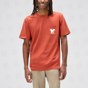 T-shirt pour homme de style classique d'été, couleur unie, coupe ample, broderie plate personnalisée, 100% coton, doux, respirant, avec poche - Product Image 4