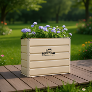 Jardinière carrée moderne en acier Iovy Sual 39,37 x 15,75 x 29,53 po, pot de fleurs de jardin durable avec revêtement en poudre - Product Image 2