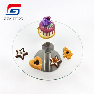 360度ステンレス鋼ベース丸いガラス回転食品サービング盛り合わせカップケーキスタンドケーキデザートスタンドケーキラック - Product Image 5