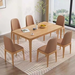 <b>Dining</b> <b>Table</b> And Chairs Set 6 Piece Natural Wood Color <b>Space</b> <b>Saving</b> <b>Dining</b> Room Set - Product Image 1