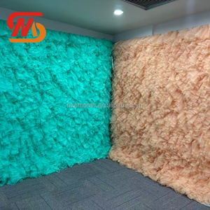 Tela de cortina suave de tul de hilo suizo con volantes y flores para telón de fondo de pared para bodas, fiestas, cabinas de fotos y decoración de escenarios - Product Image 4