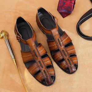 Sandales décontractées à bout carré pour hommes - Chaussures d'extérieur élégantes, légères et respirantes en cuir - Antidérapantes pour toutes les saisons - Product Image 1